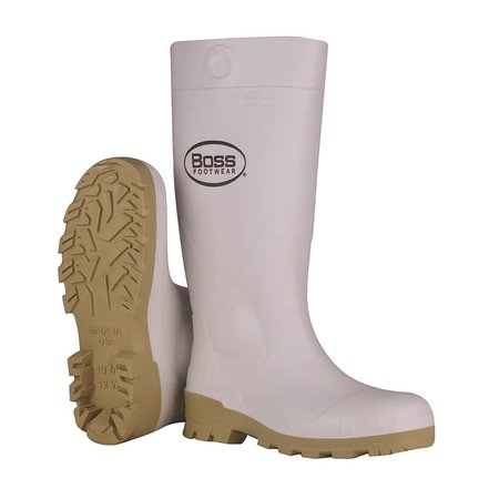 BOSS Unisex PVC Plain Boots White 8 US Waterproof 1 pair 16 in. B380-9005/8
